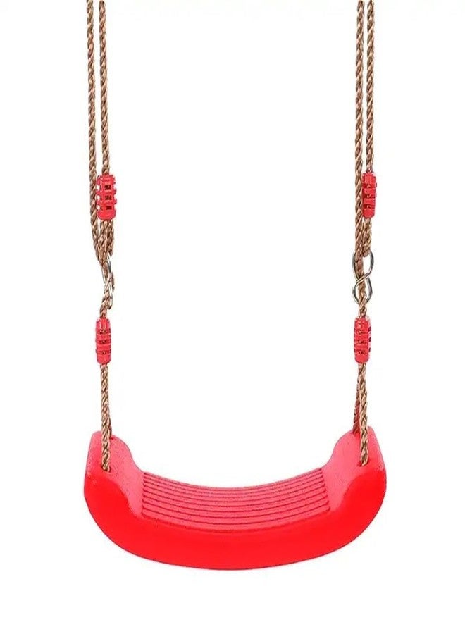 CHARMING TREASURES Kids Indoor Outdoor Plastic Swing Seat with Hight Adjustable Rope Strong Tree Swing for Playground Backyard Holds 120Kg for 3-12 Years Kids Children (Red) - Image 1